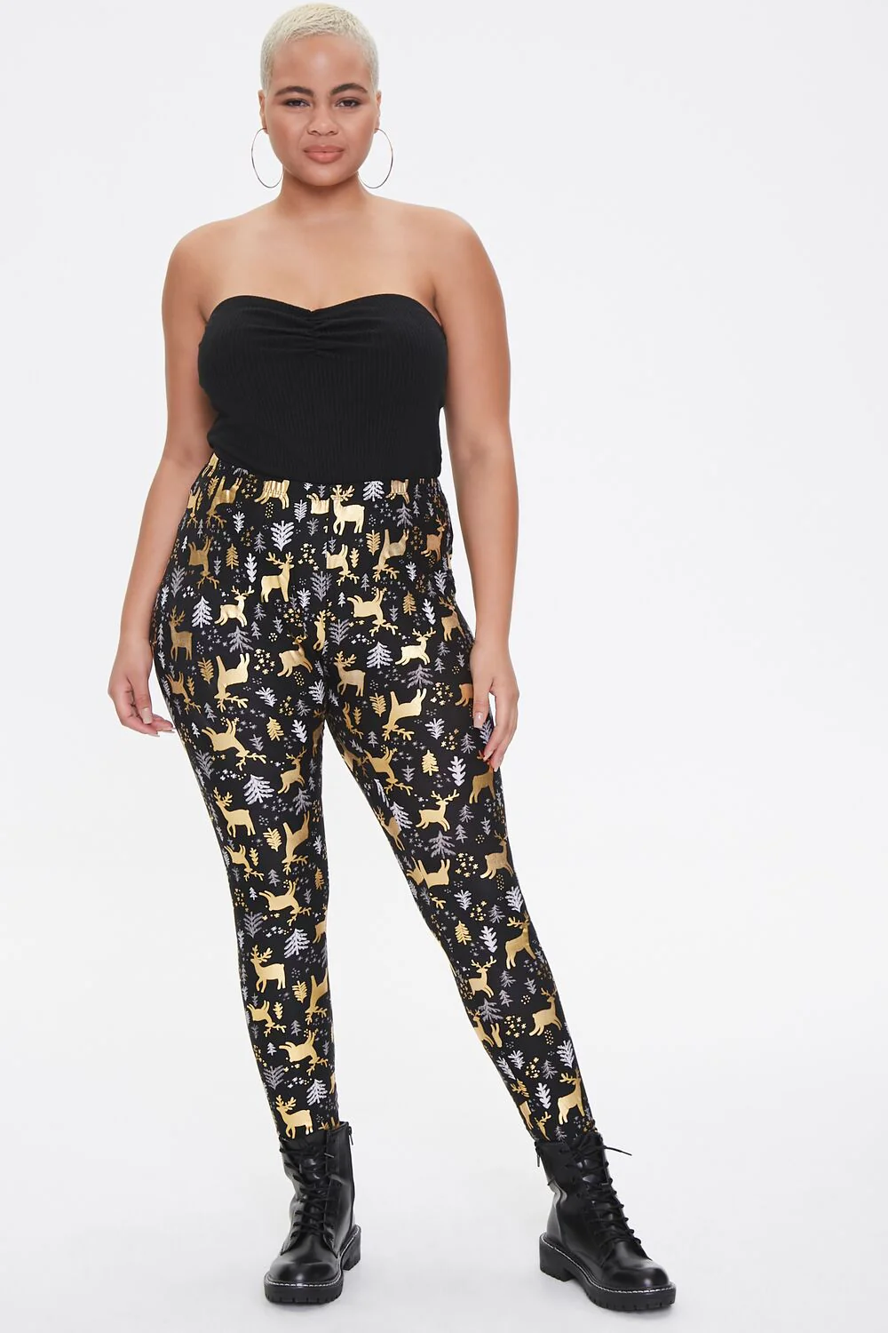 Plus Size Reindeer Print Leggings