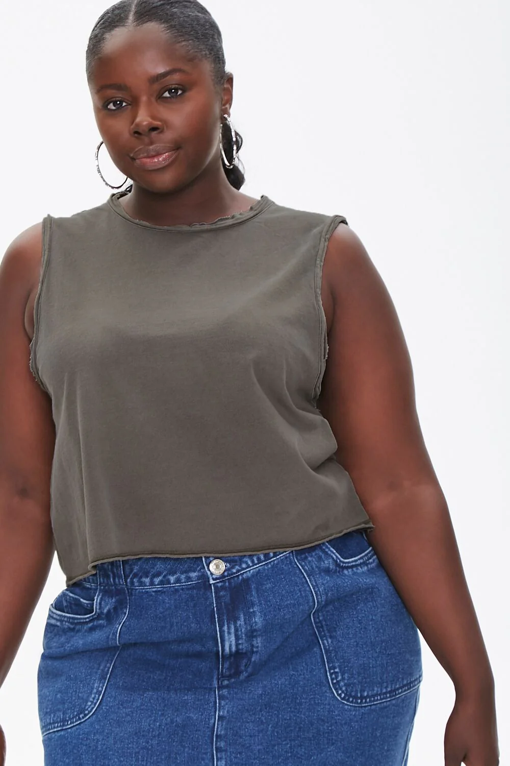 Plus Size Raw-Cut Muscle Tee