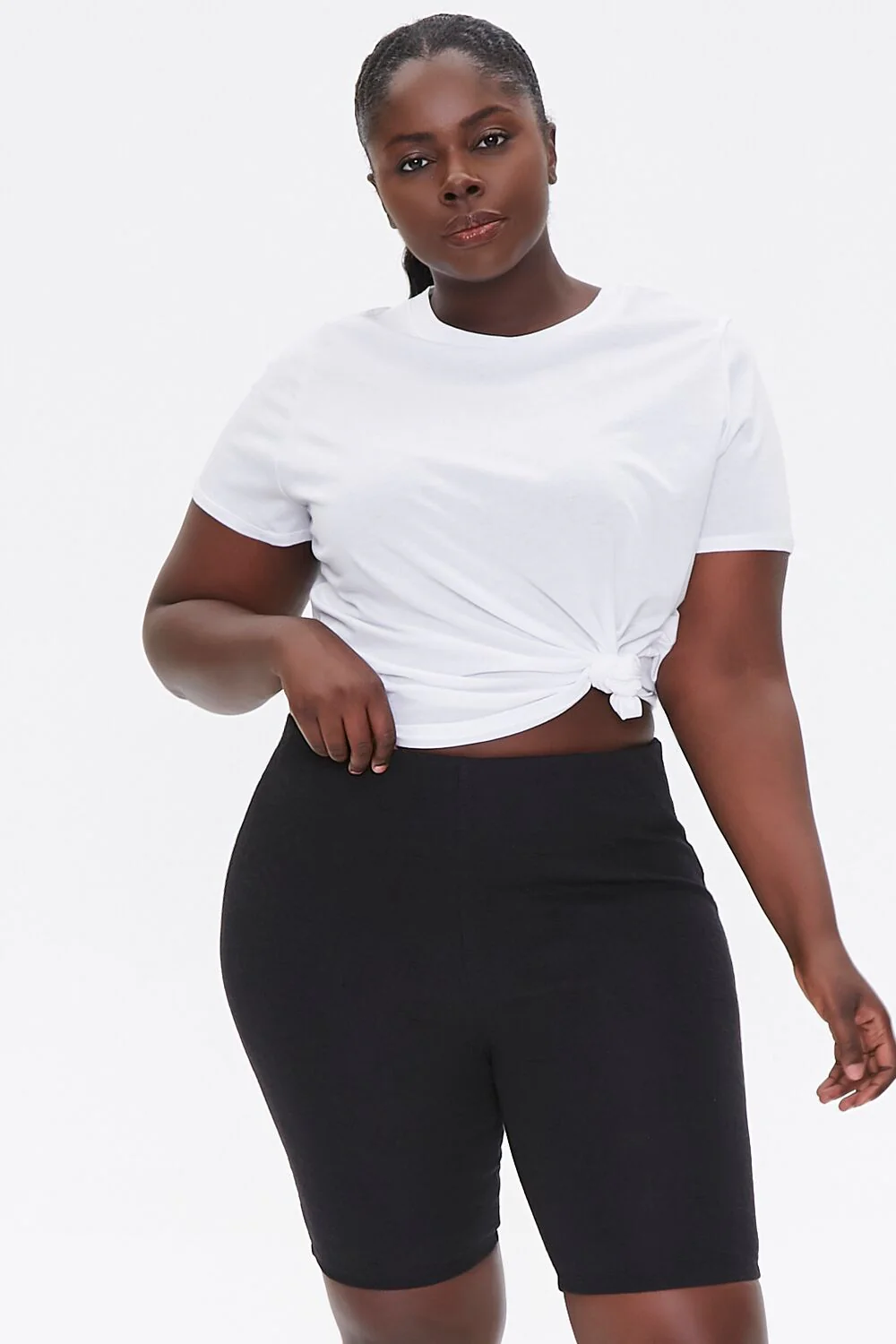 Plus Size Embossed Biker Shorts
