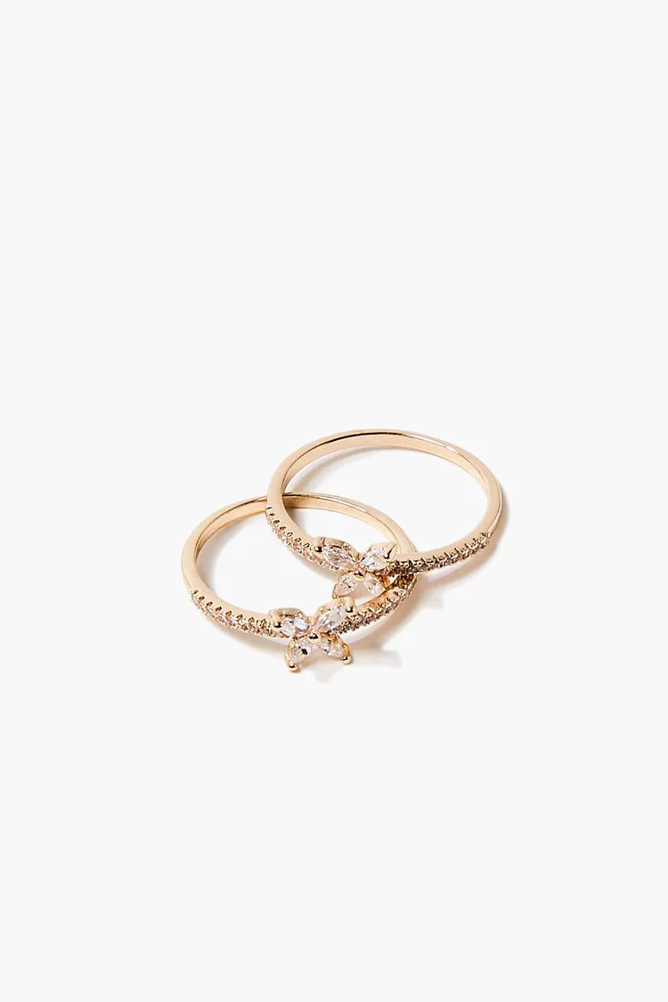 Butterfly Charm Ring Set