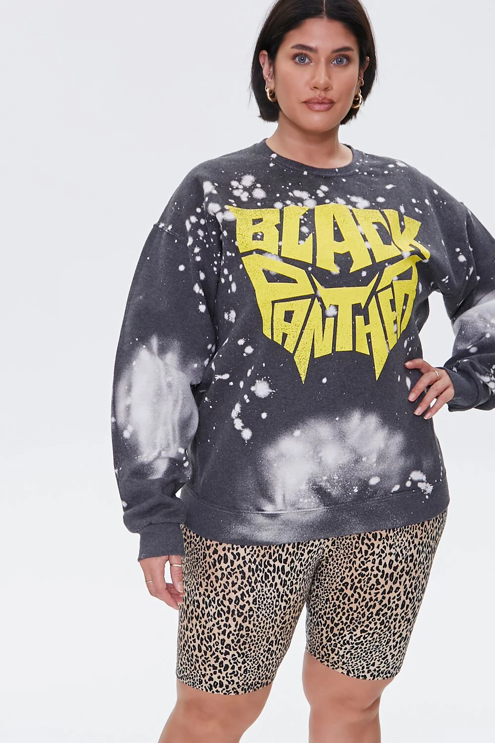 Plus Size Leopard Print Biker Shorts