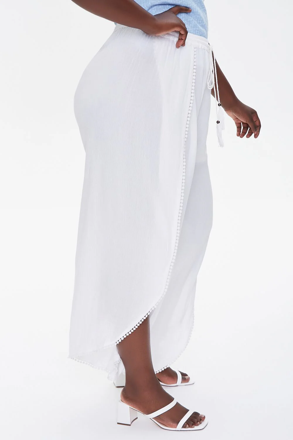 Plus Size Crochet-Trim Tassel Pants - Image 8