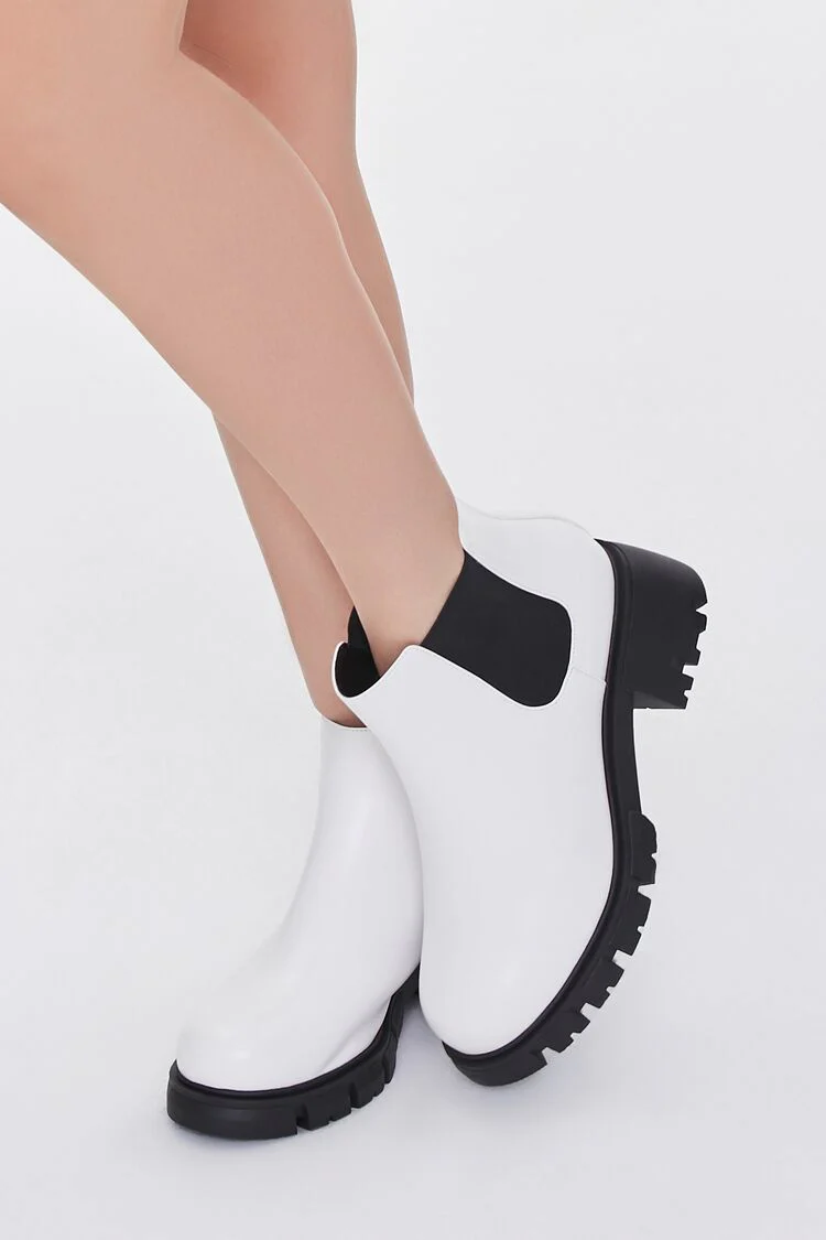 Faux Leather Chelsea Booties (Wide)