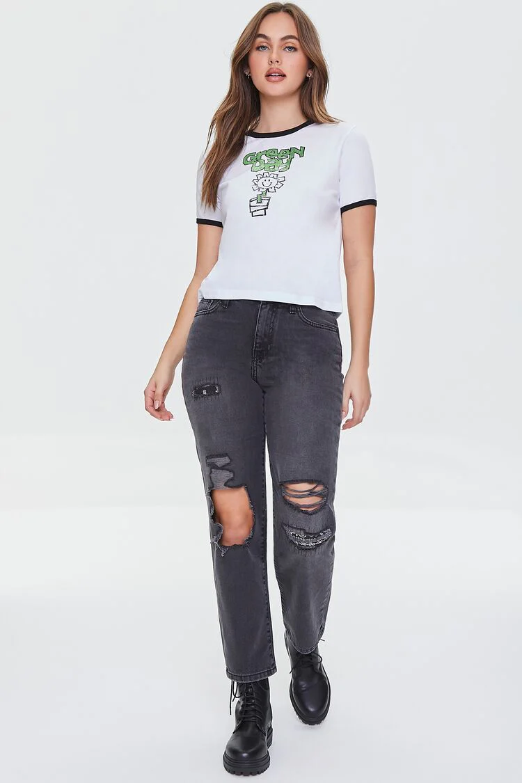 Distressed Straight-Leg Jeans