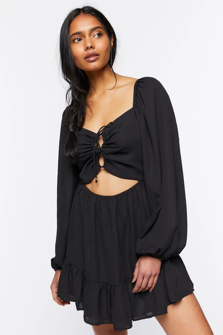 Cutout Lace-Up Mini Dress