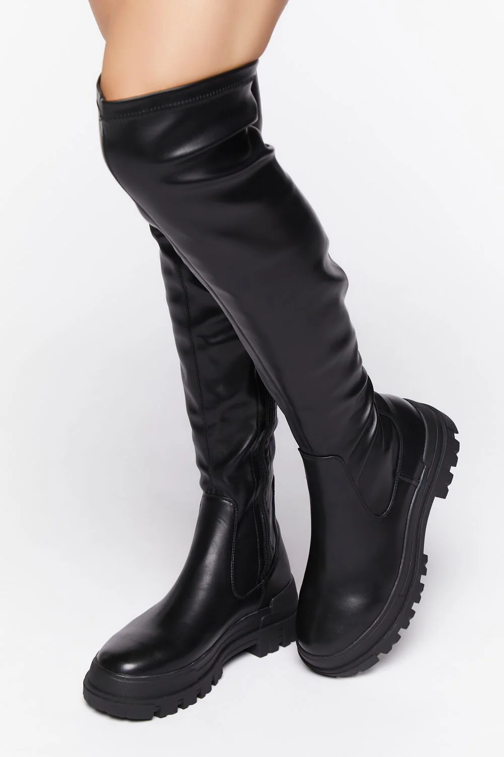 Over-the-Knee Lug-Sole Boots