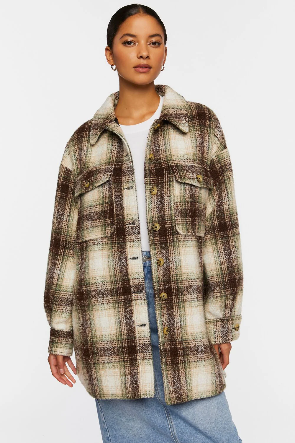 Plaid High-Low Shacket