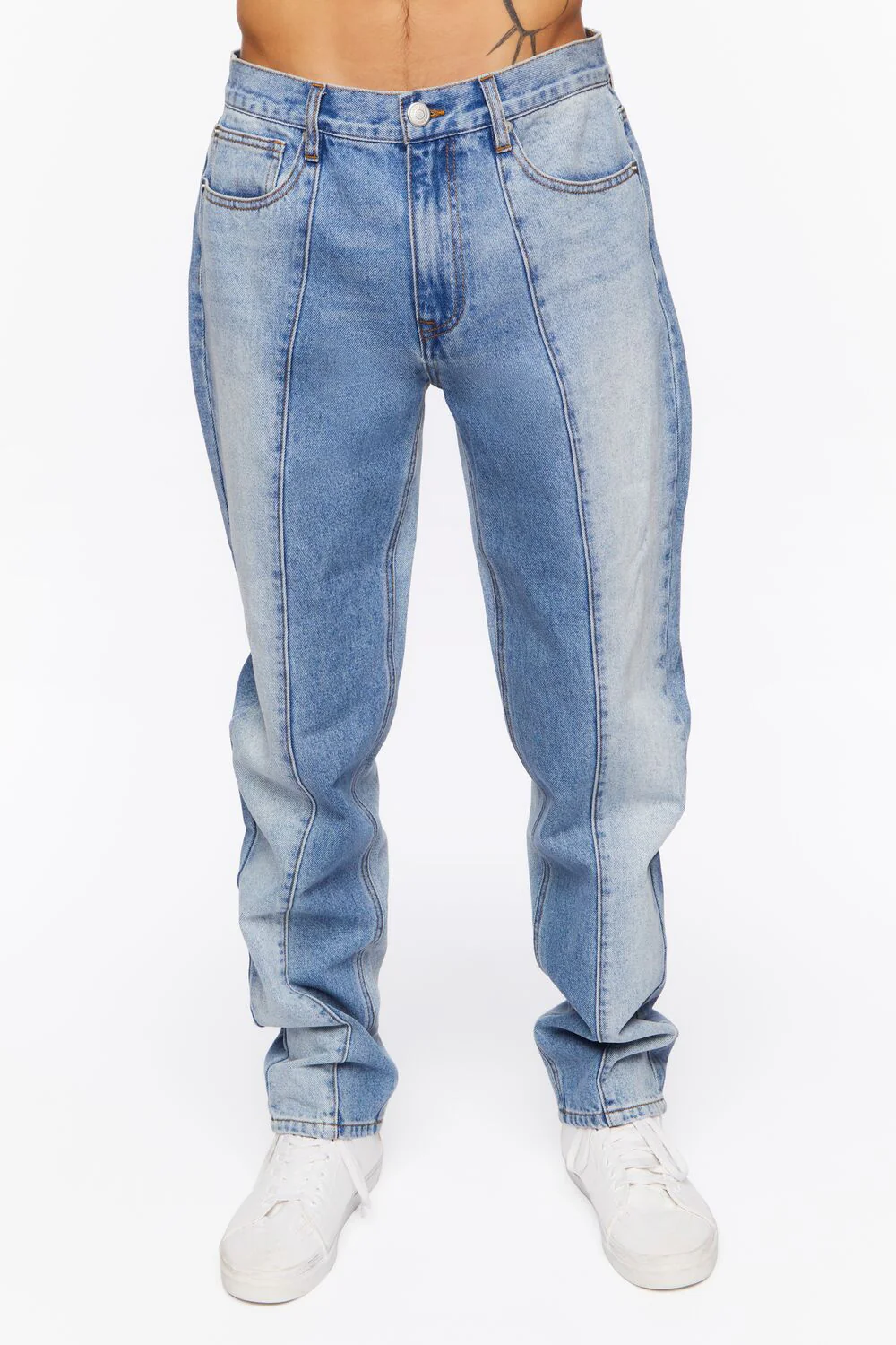 Contrast-Panel Slim-Fit Jeans