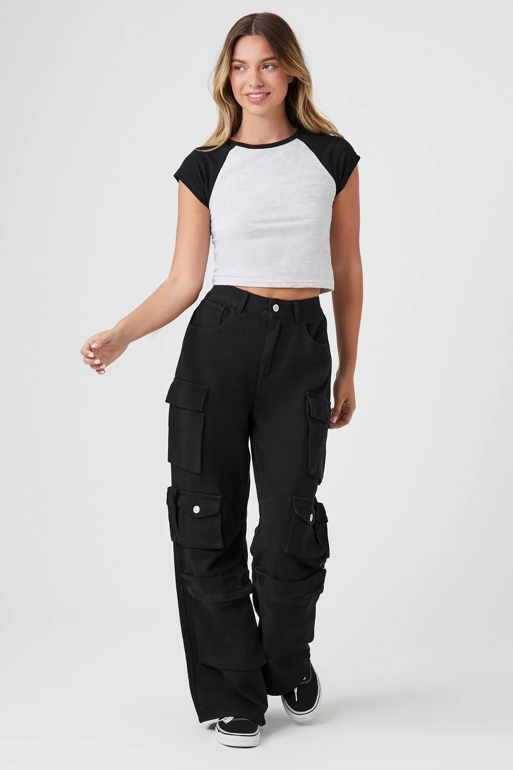 Twill Wide-Leg Cargo Pants