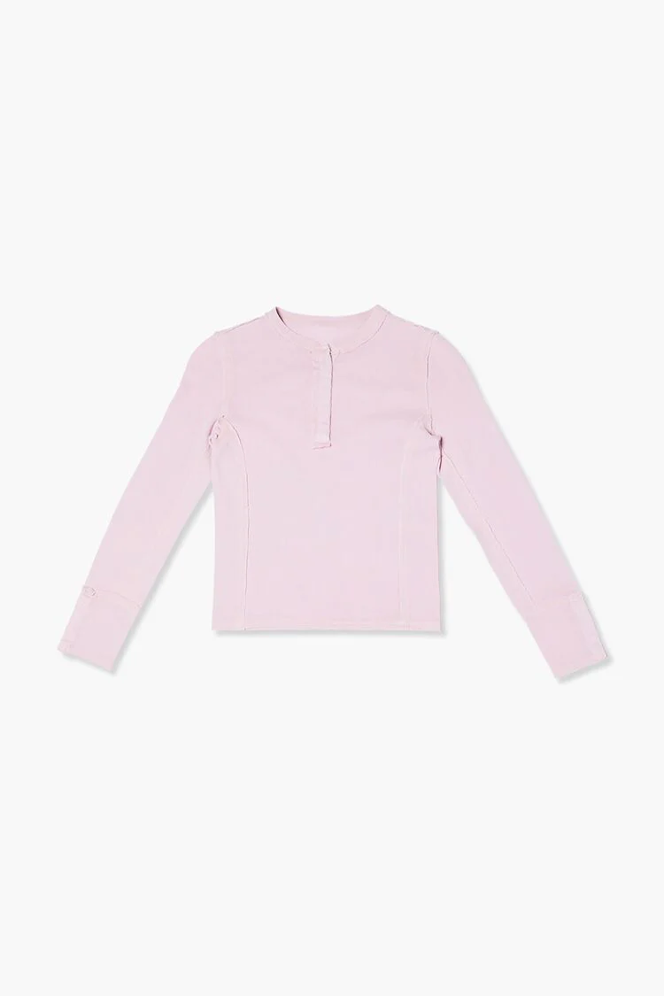 Girls Ribbed Henley Top (Kids)
