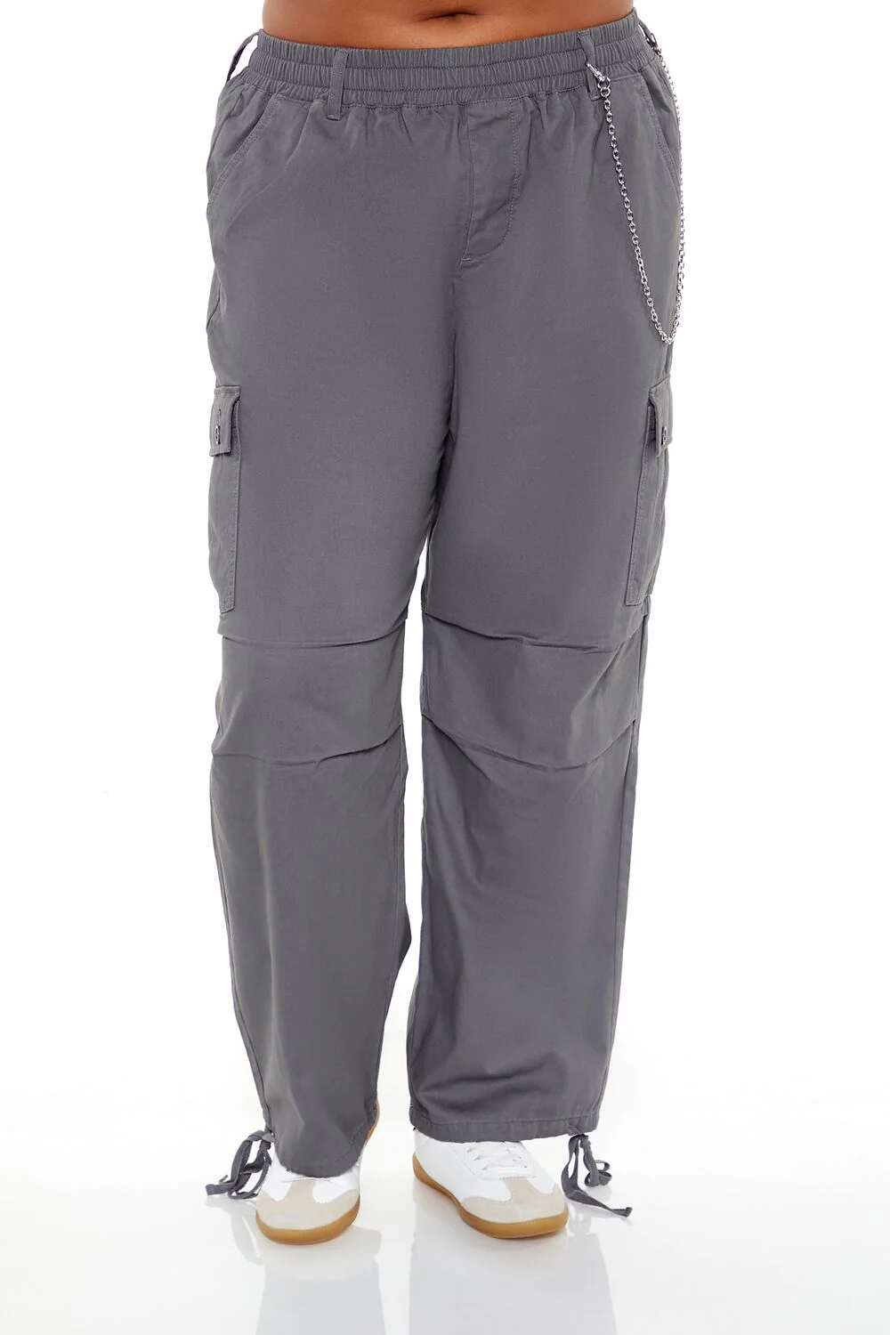 Plus Size Twill Cargo Wallet Chain Pants - Image 2