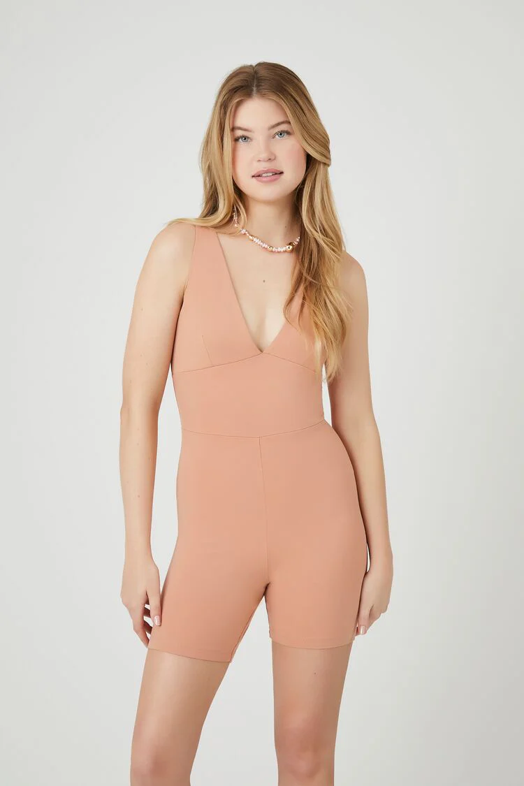 Plunging Sleeveless Romper