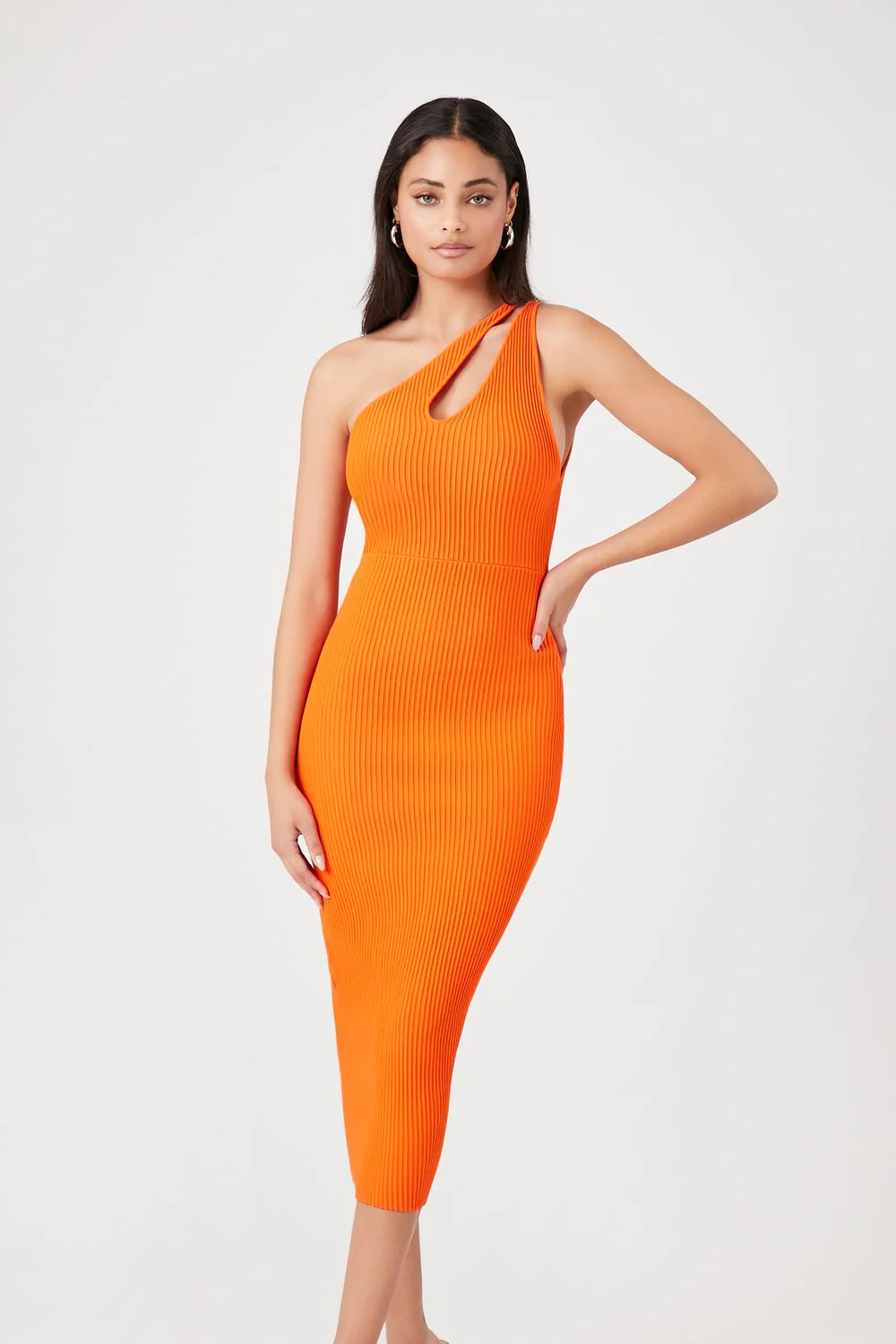 One-Shoulder Midi Sweater Dress