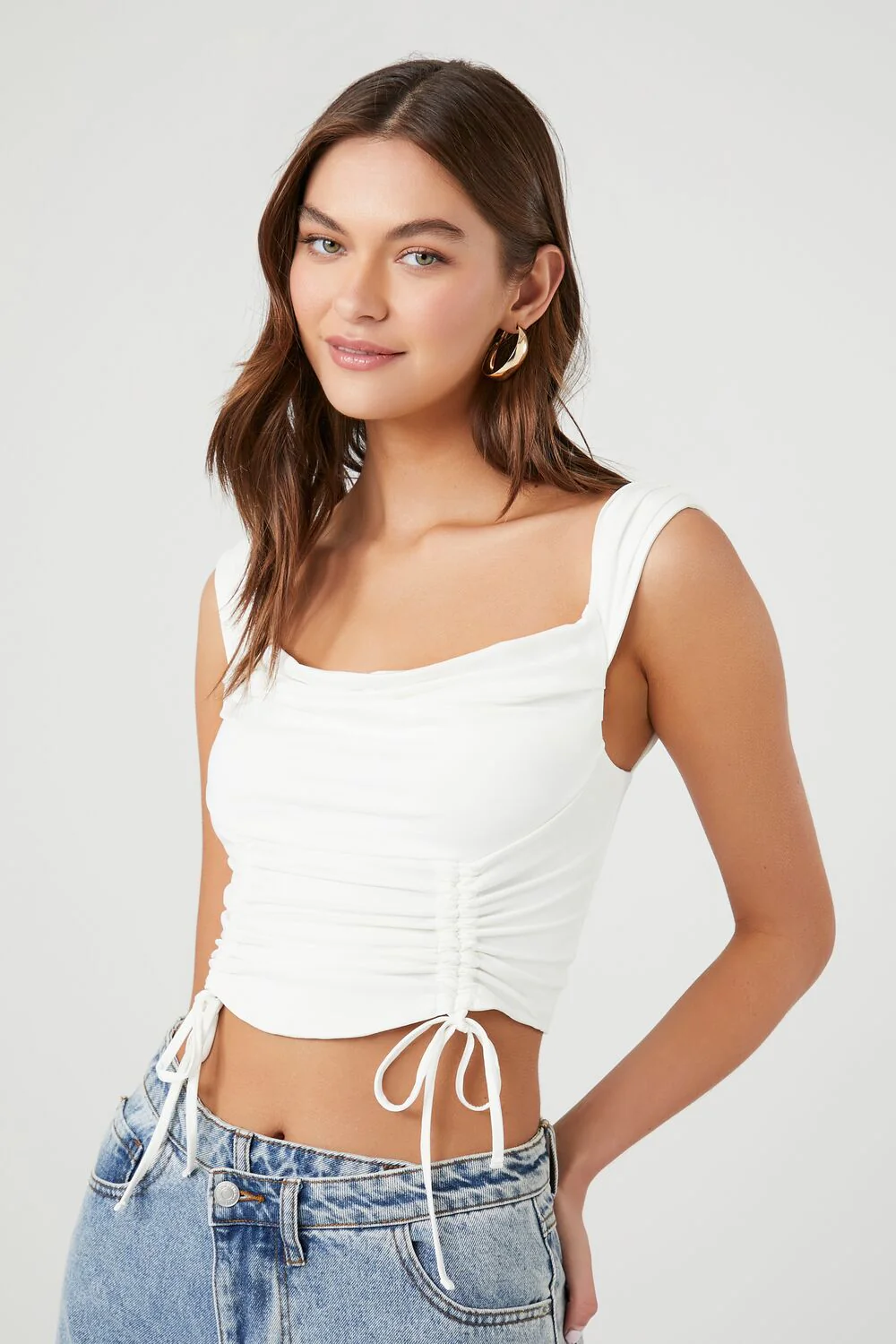 Drawstring Cropped Tank Top