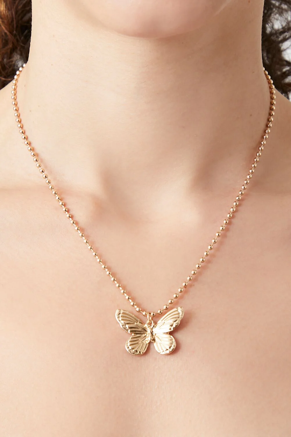 Etched Butterfly Pendant Necklace