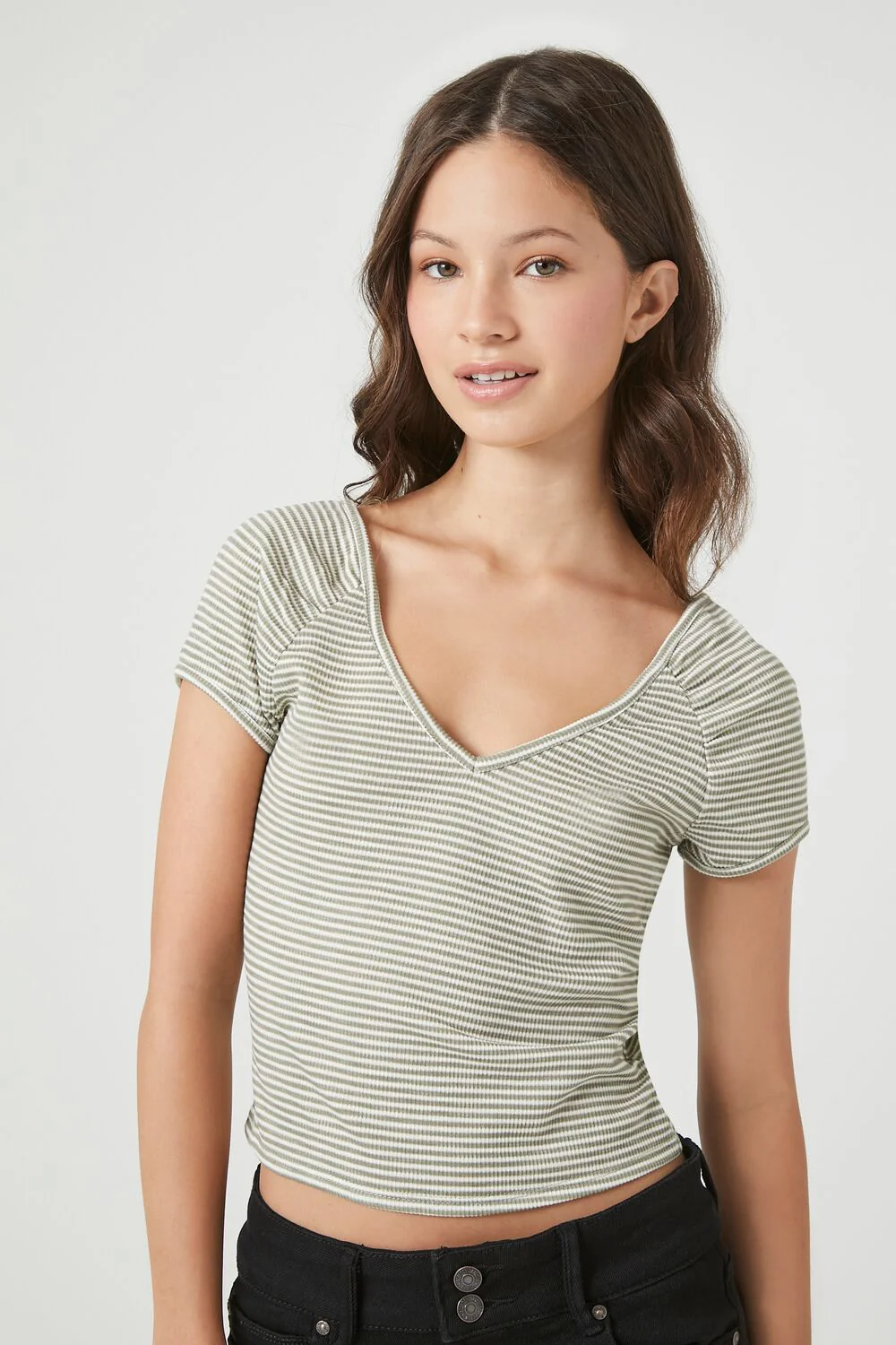 Striped Rib-Knit Tee