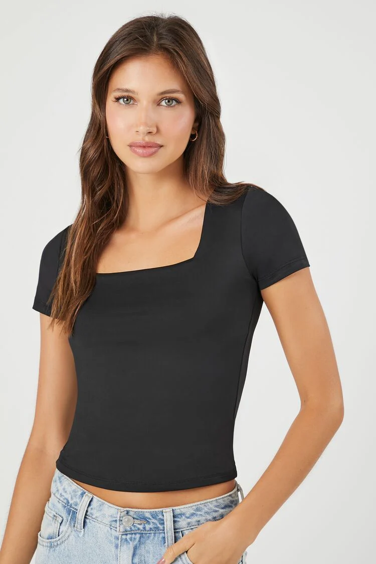 Fitted Square-Neck Tee