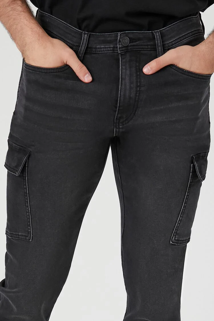 Knit Slim-Fit Cargo Jeans - Image 4