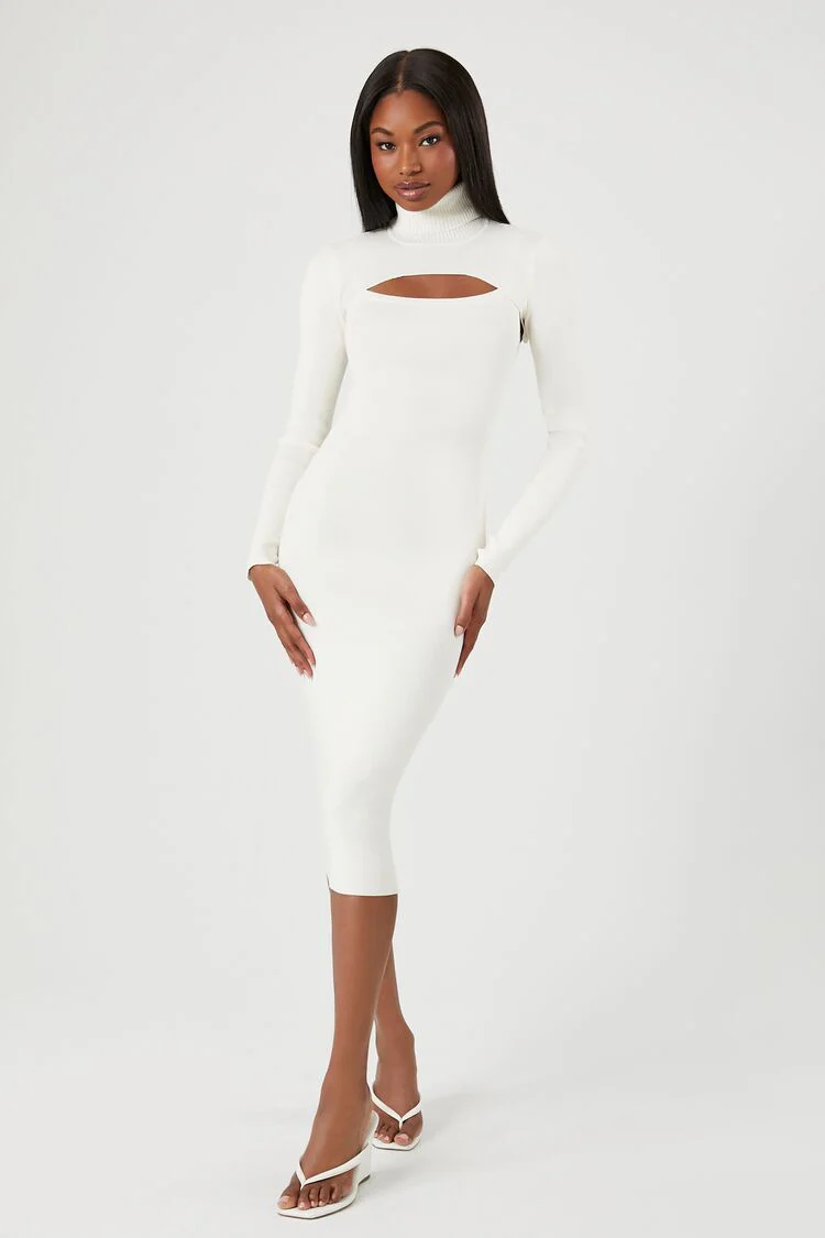 Turtleneck Combo Sweater Dress
