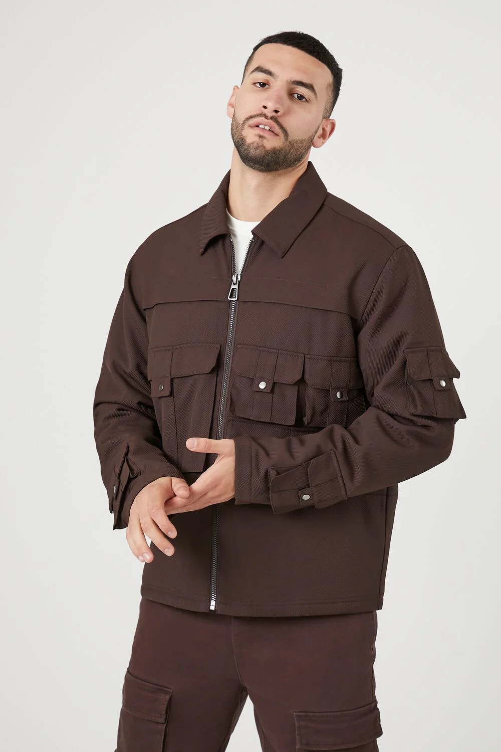 Zip-Up Cargo Trucker Jacket