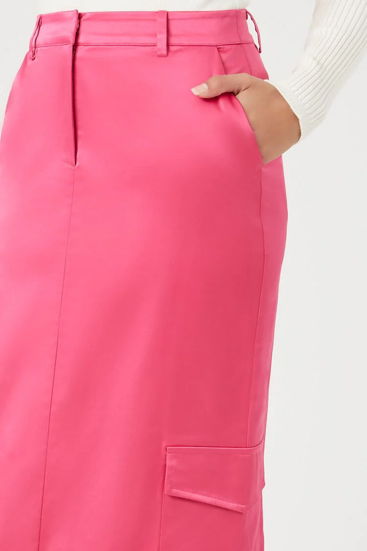Satin Cargo Maxi Skirt - Image 10