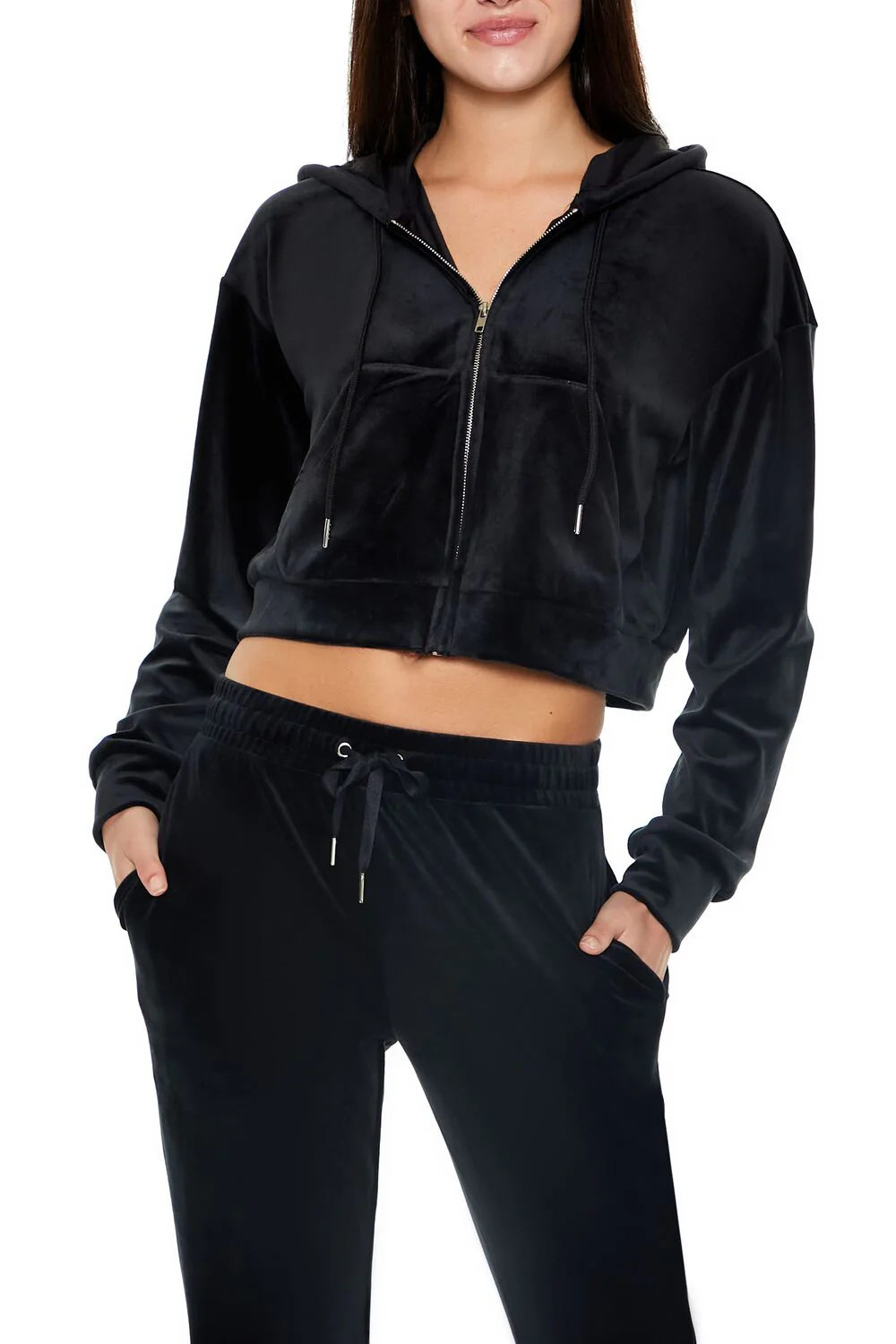 Velour Zip-Up Hoodie