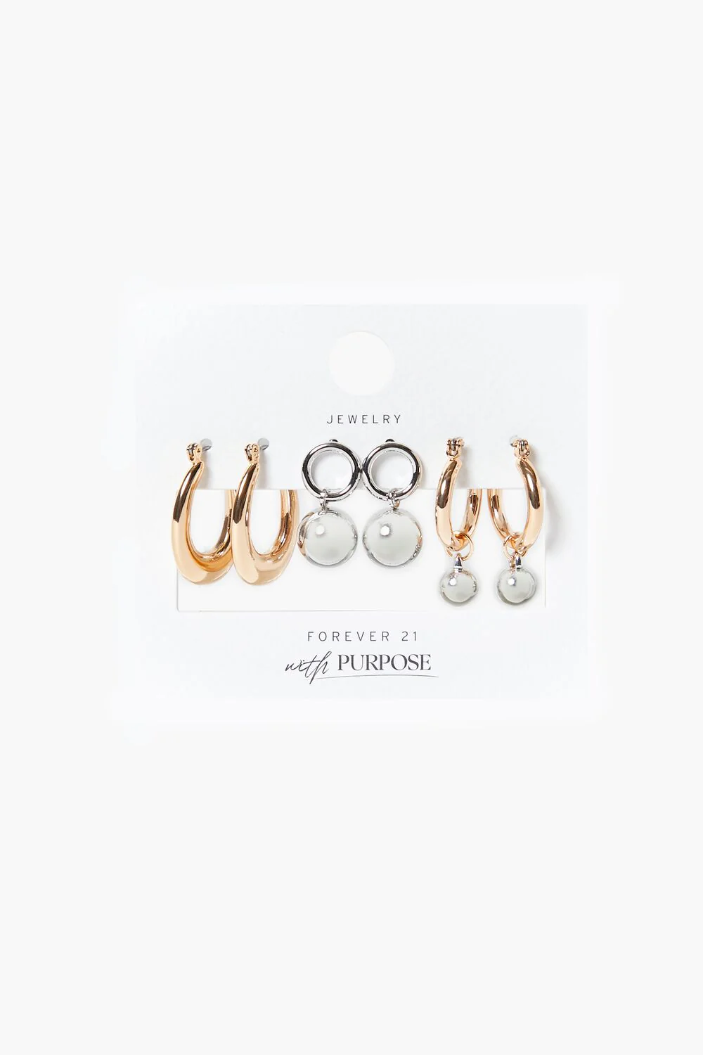 Geo Hoop Rhinestone Earring Set