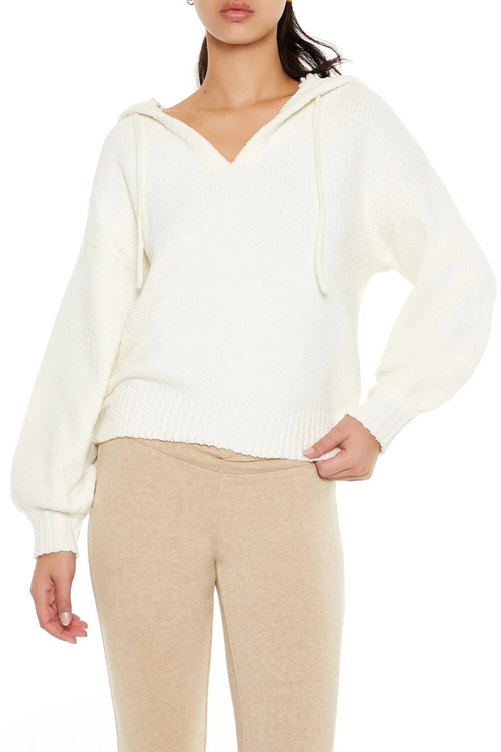 Hooded Drop-Sleeve Sweater