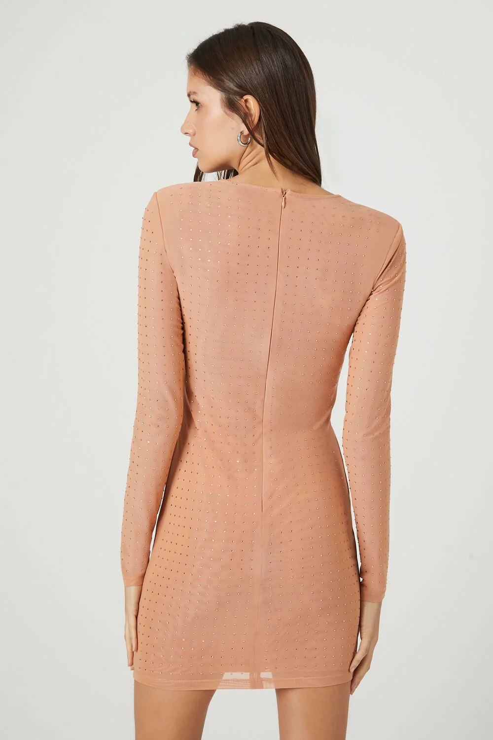 Mesh Rhinestone Mini Dress - Image 3