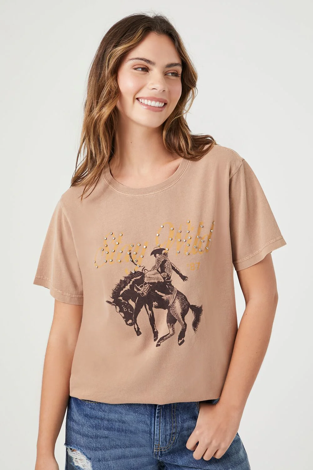 Rhinestone Stay Wild Cowboy Tee