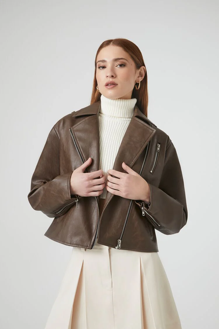 Boxy High-Low Moto Jacket