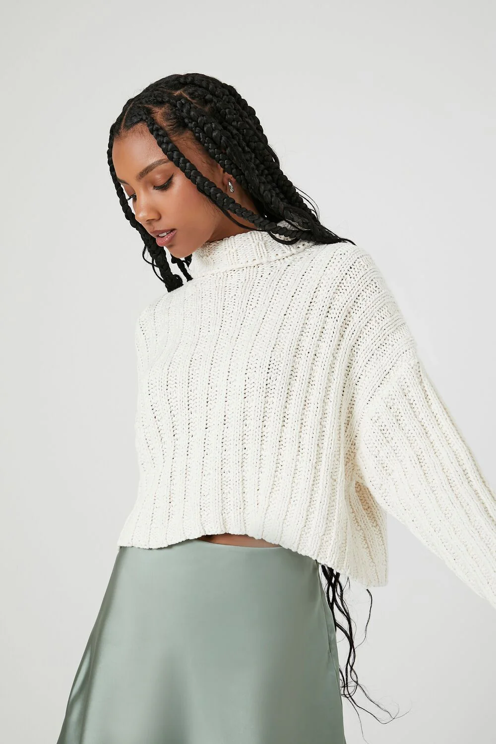 Ribbed Knit Turtleneck Sweater