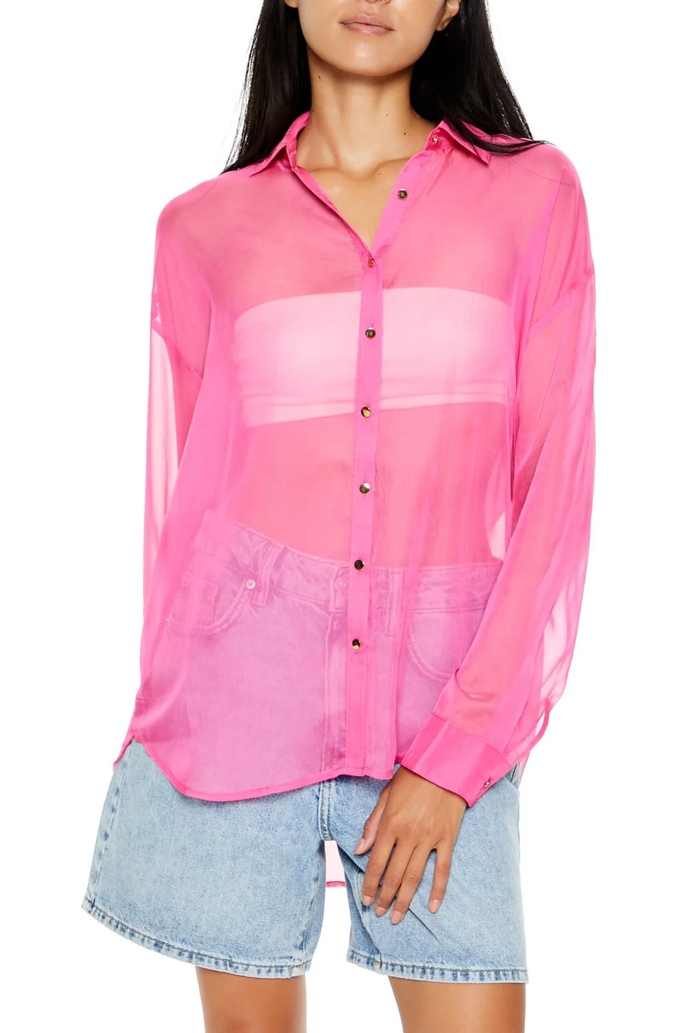 Sheer Button-Up Shirt