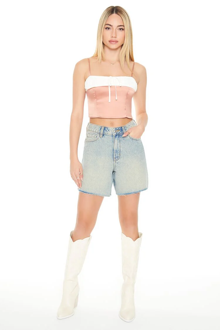 Cropped Satin Colorblock Cami - Image 4