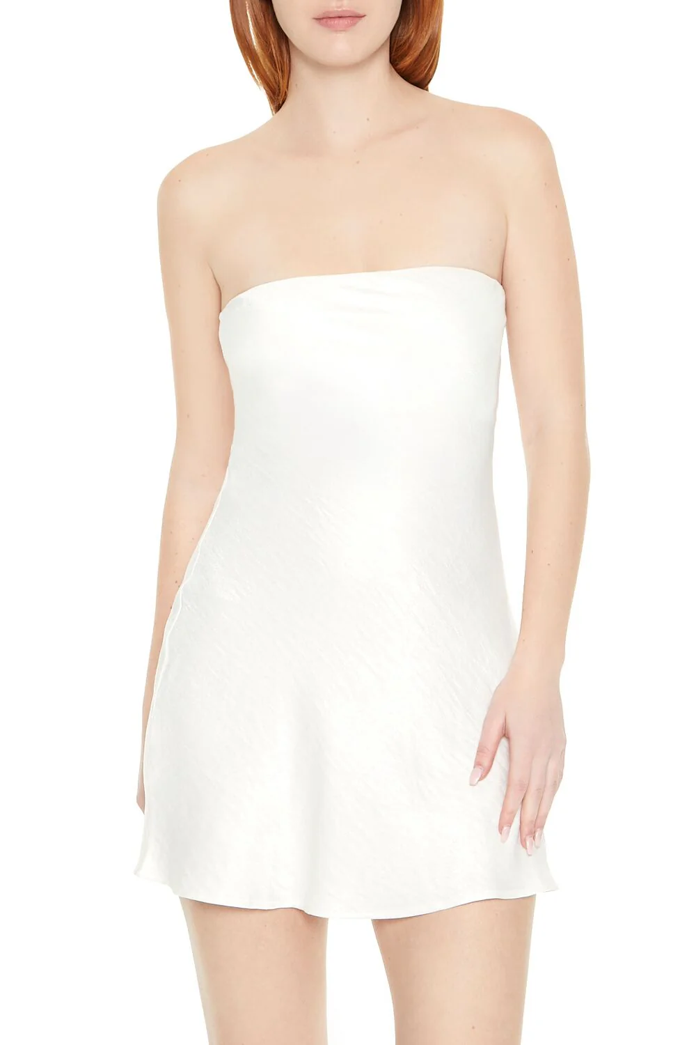 Strapless Satin Mini Dress - Image 4