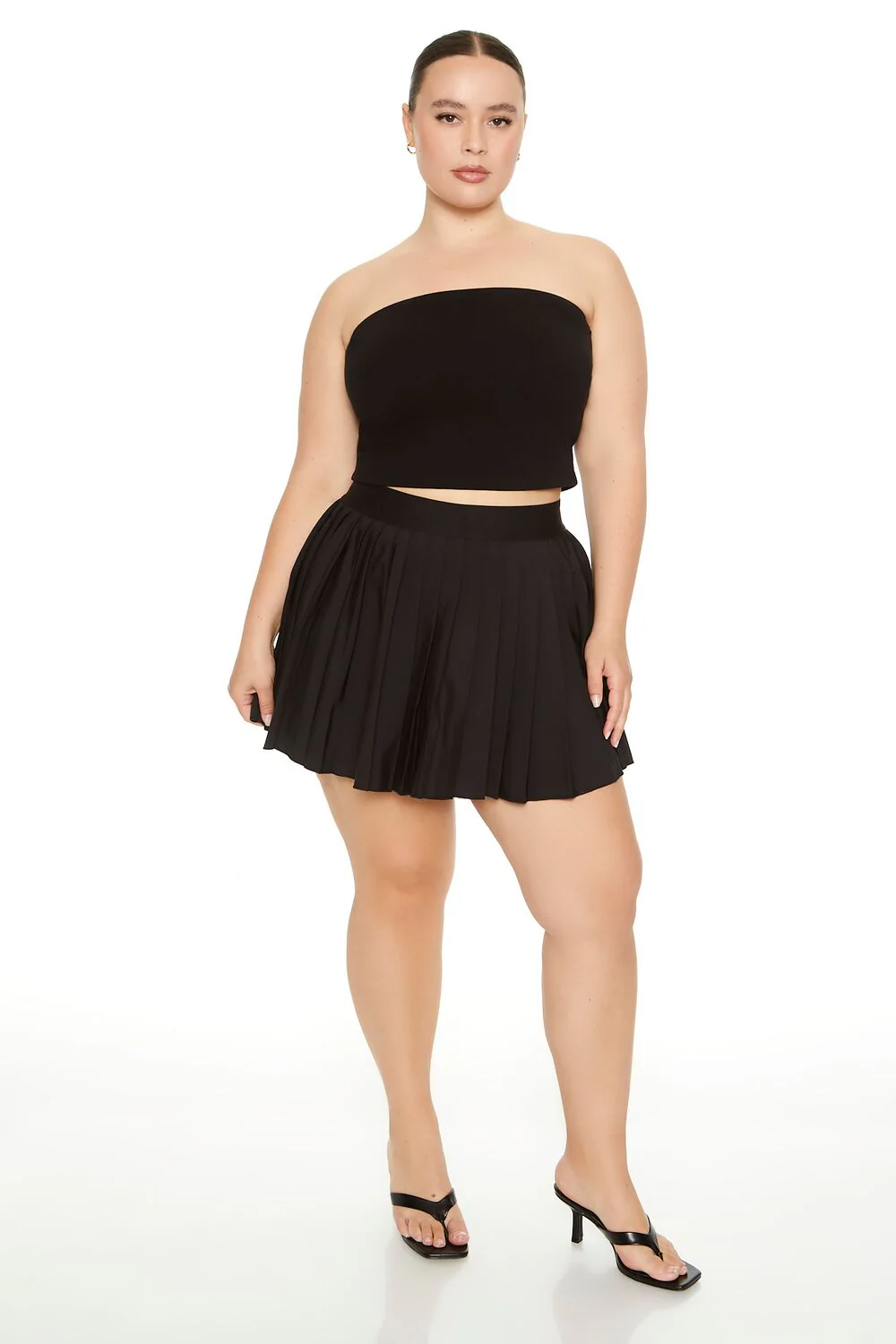 Plus Size Pleated Mini Skort