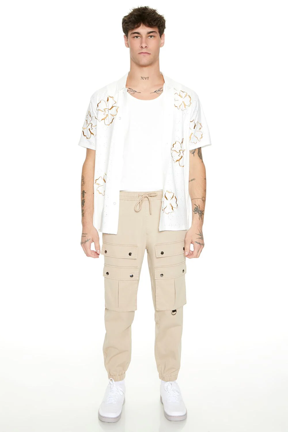 Twill Studded Cargo Joggers