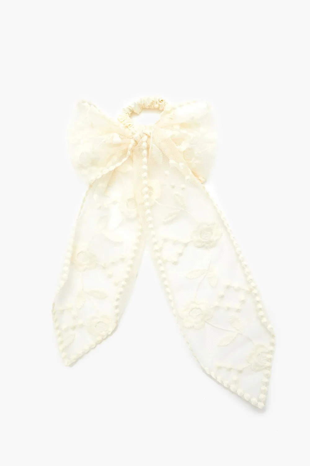 Floral Mesh Bow Hair Tie