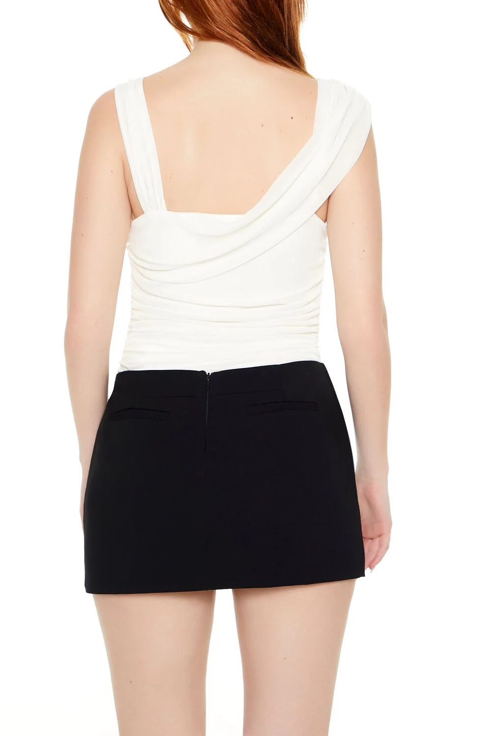 Asymmetrical Ruched Mesh Bodysuit - Image 8
