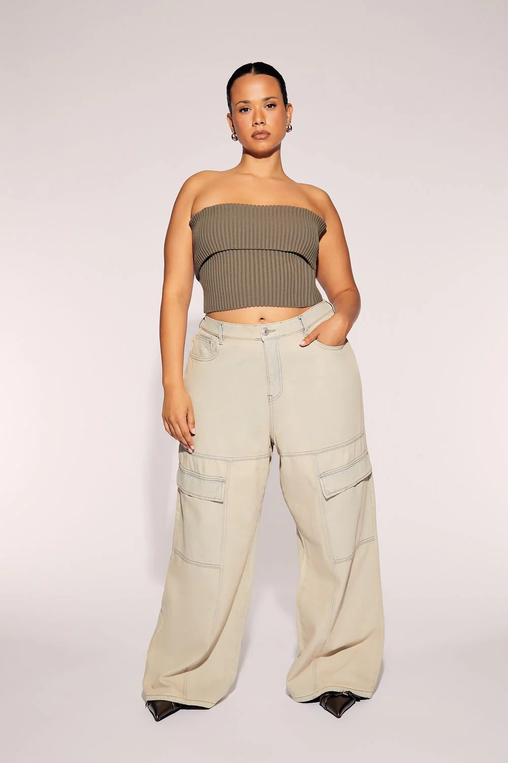 Plus Size Wide-Leg Cargo Jeans