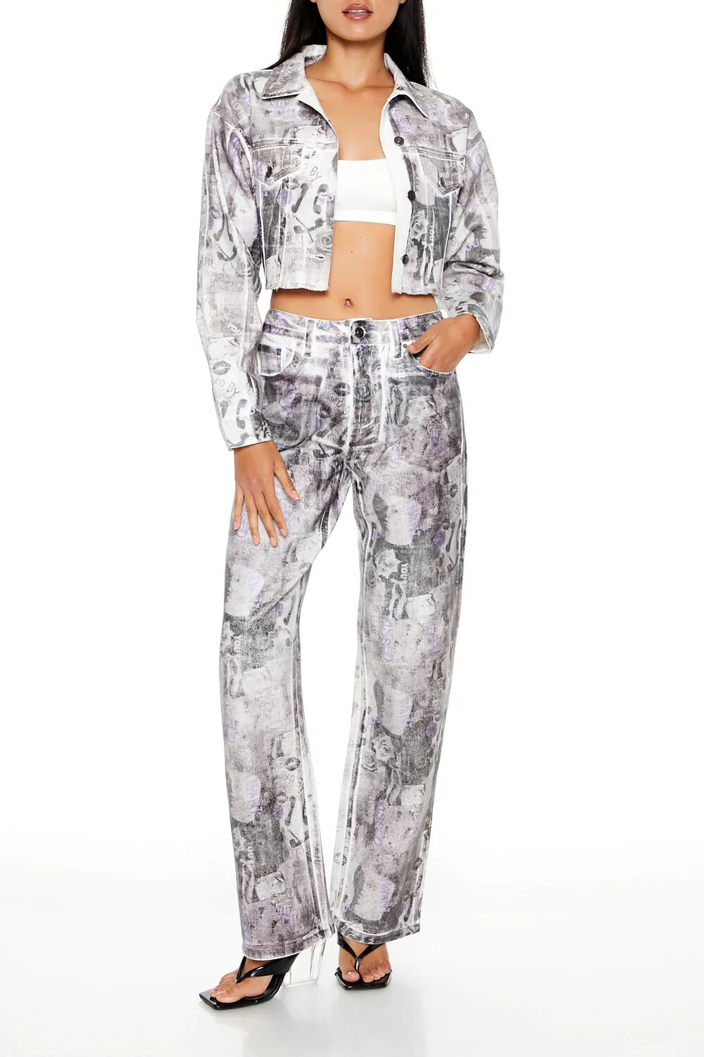 Abstract Print Trucker Jacket - Image 2