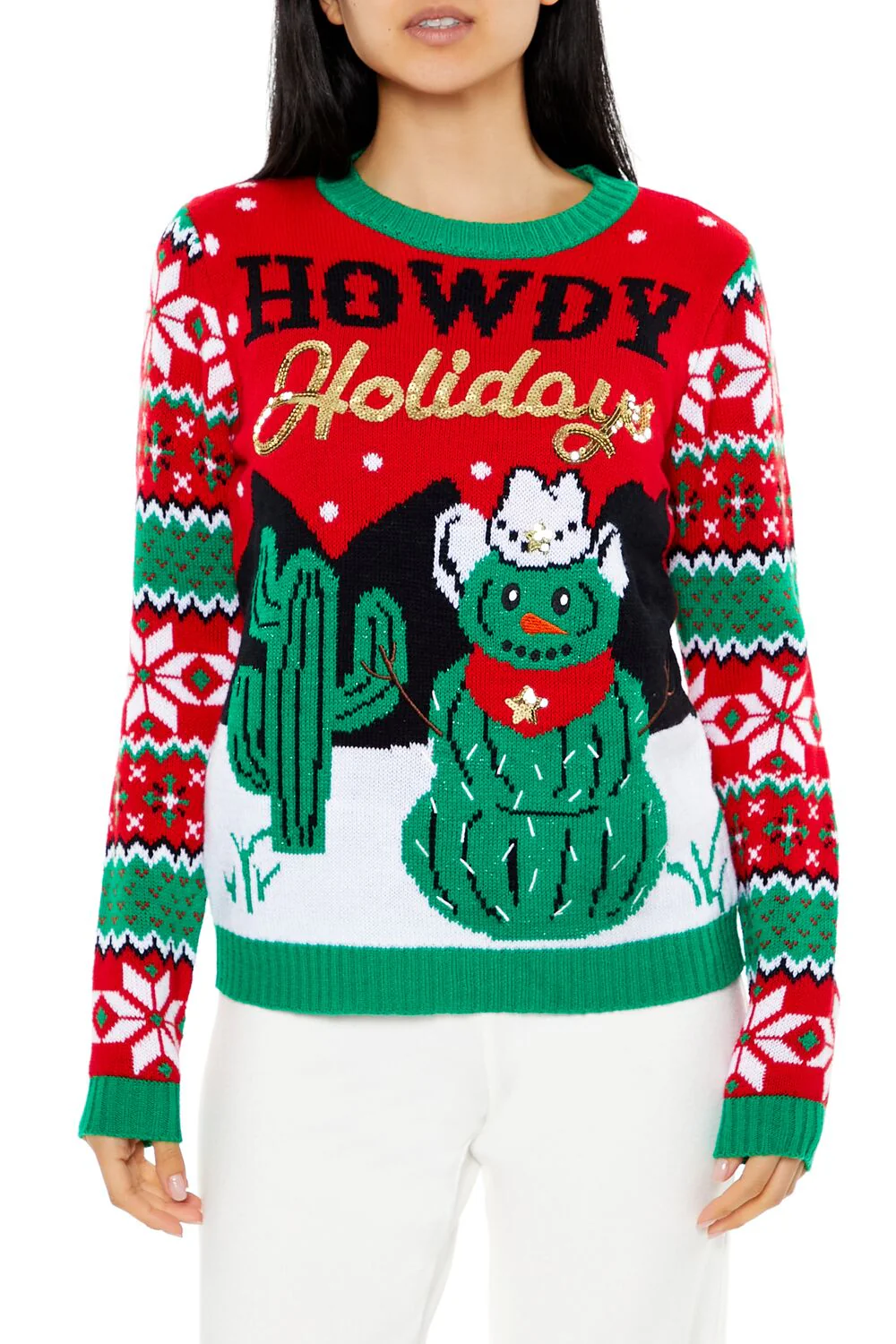 Howdy Holidays Cactus Snowman Sweater
