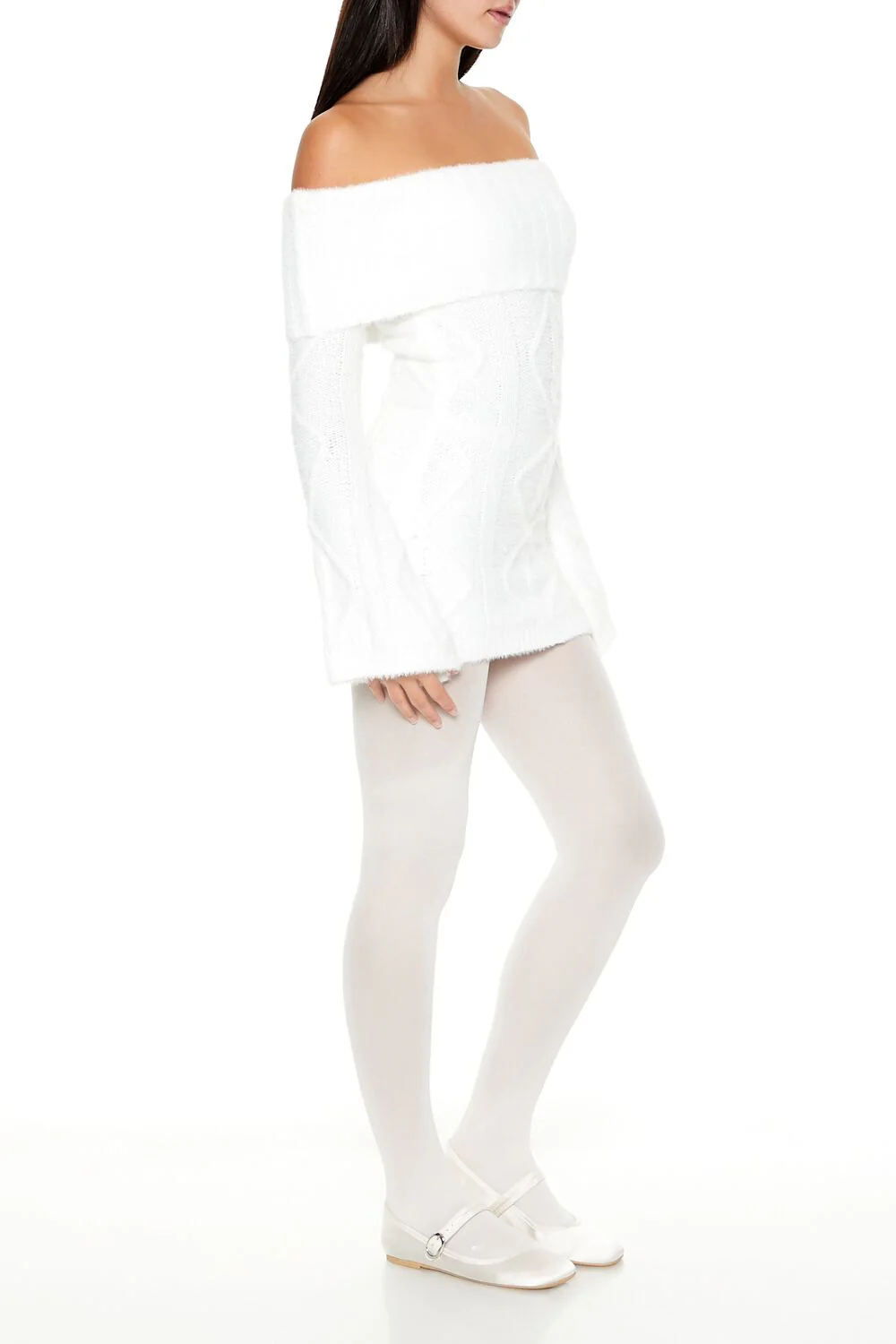 Off-the-Shoulder Mini Sweater Dress - Image 3
