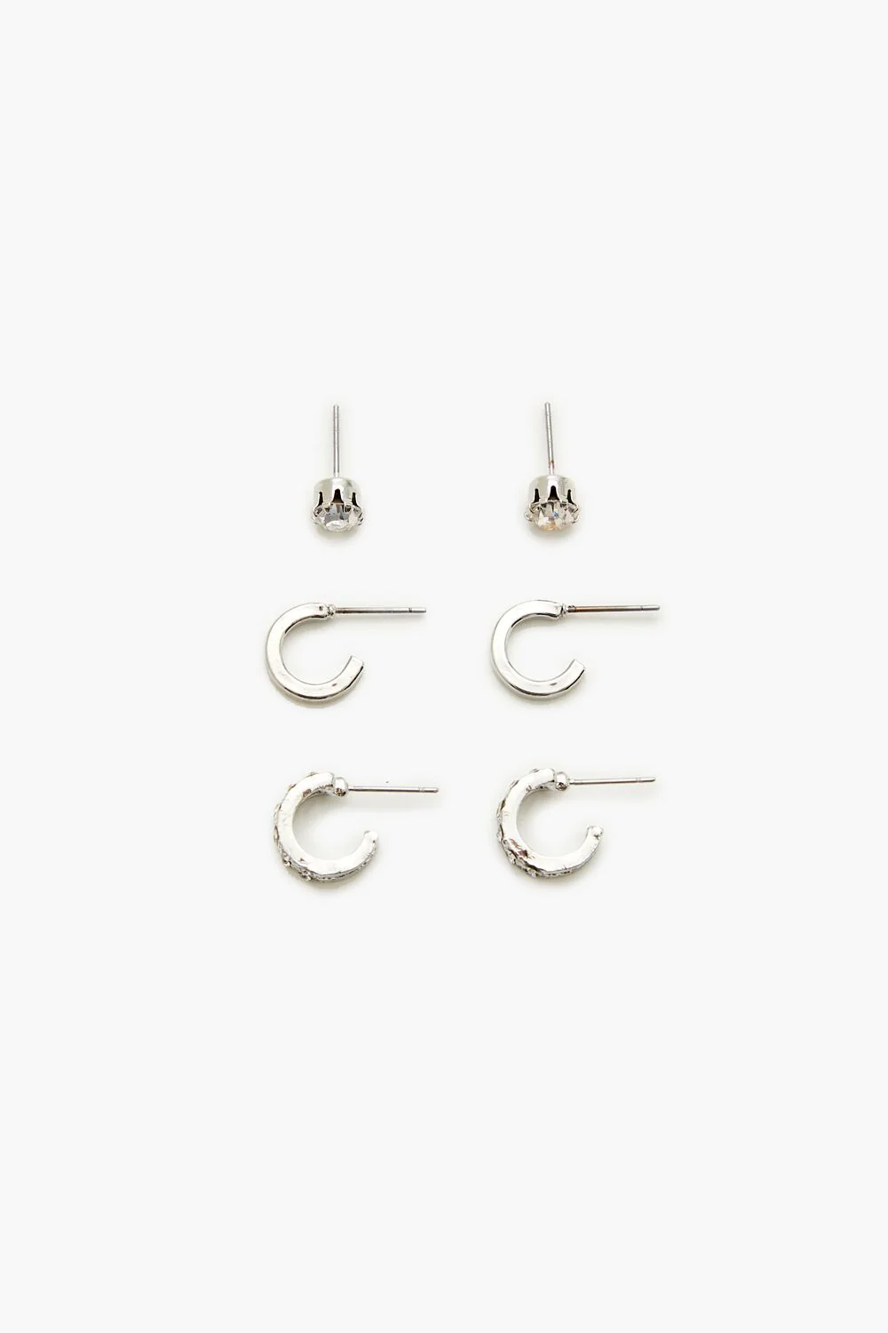 Rhinestone Stud & Hoop Earring Set