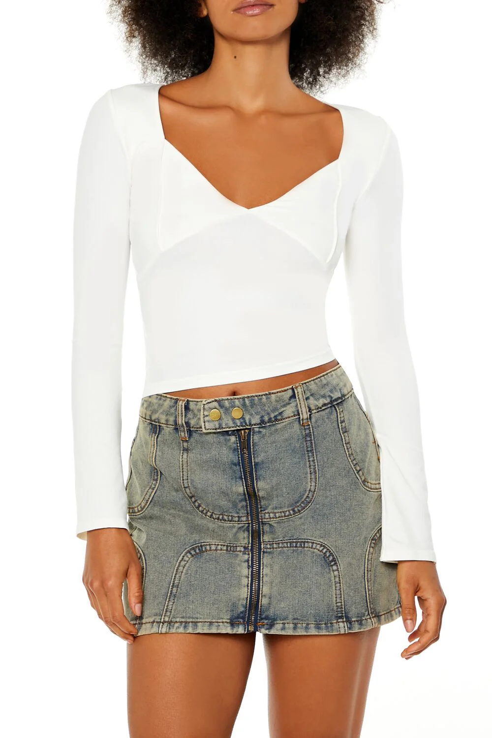 Seamless Knit V-Neck Crop Top