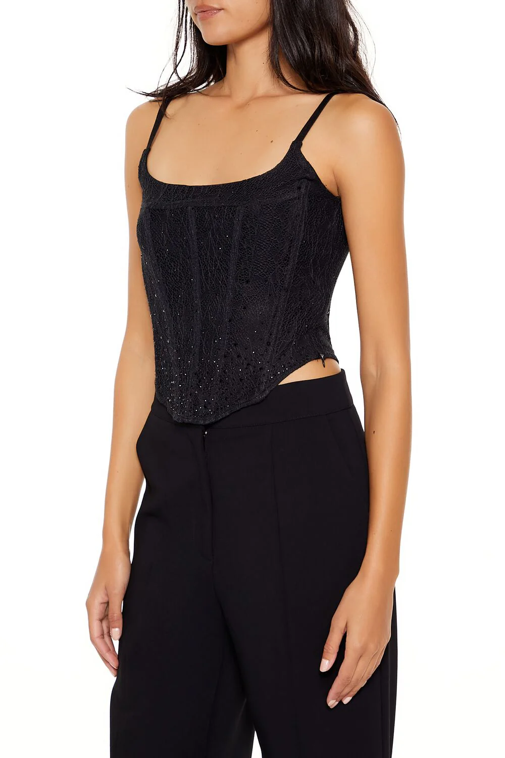 Lace Rhinestone Corset Cami - Image 4