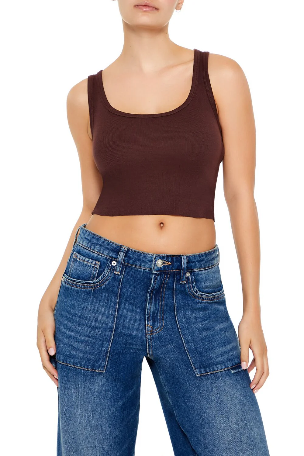 Cotton-Blend Cropped Tank Top