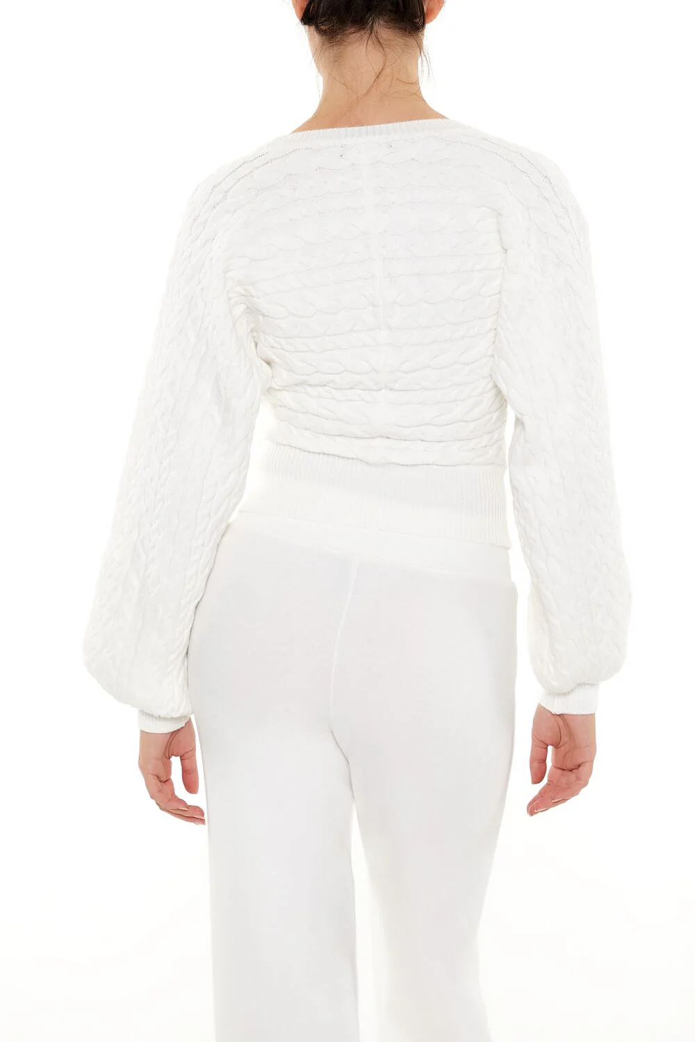 Peasant-Sleeve Cable Knit Sweater - Image 5