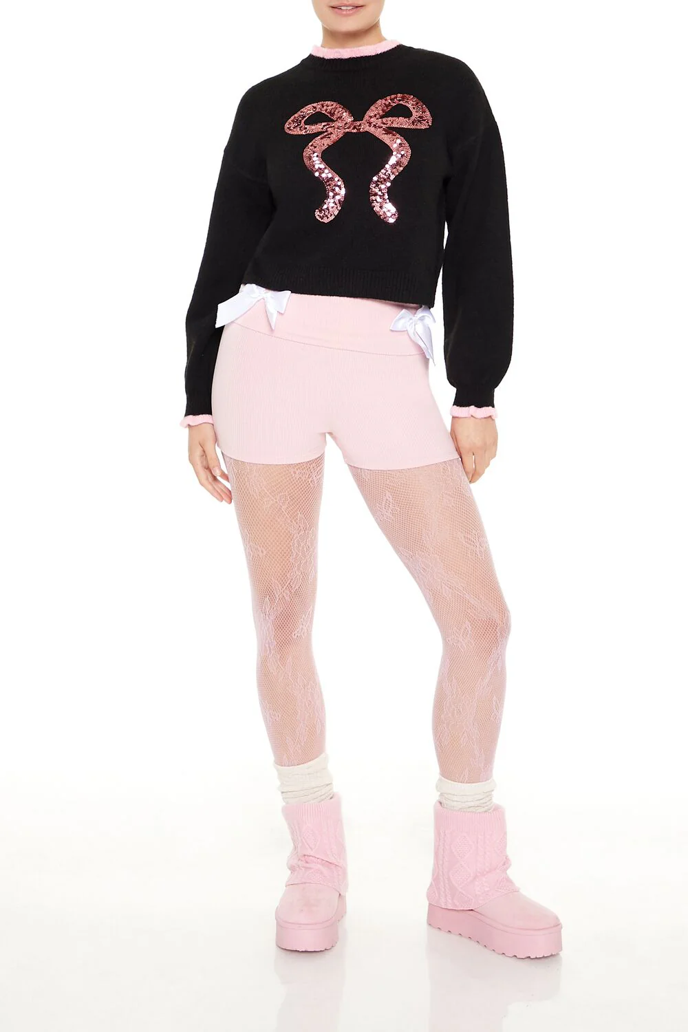 Sequin Bow Mock Neck Sweater - Image 2