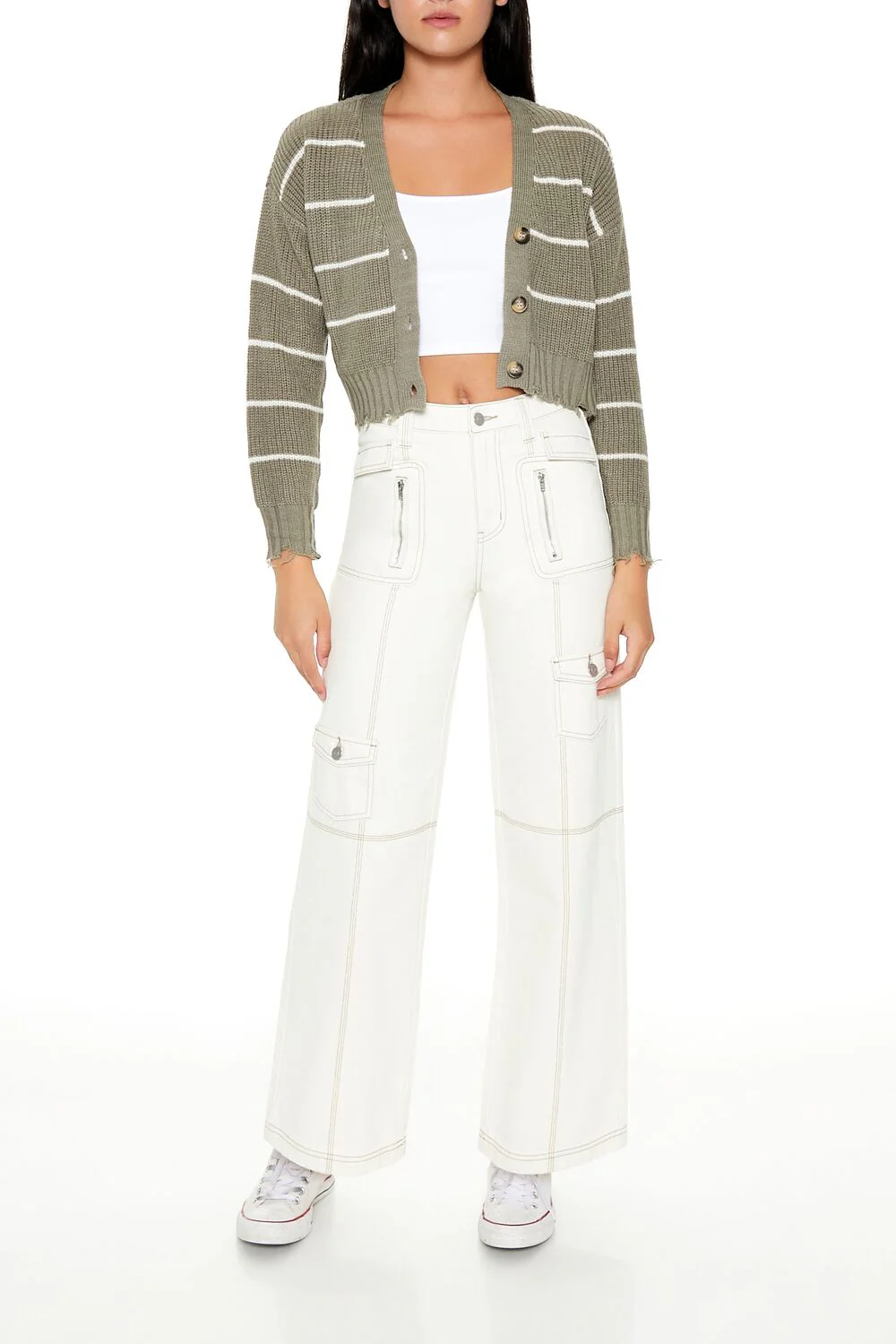 Pinstriped Cardigan Sweater - Image 2